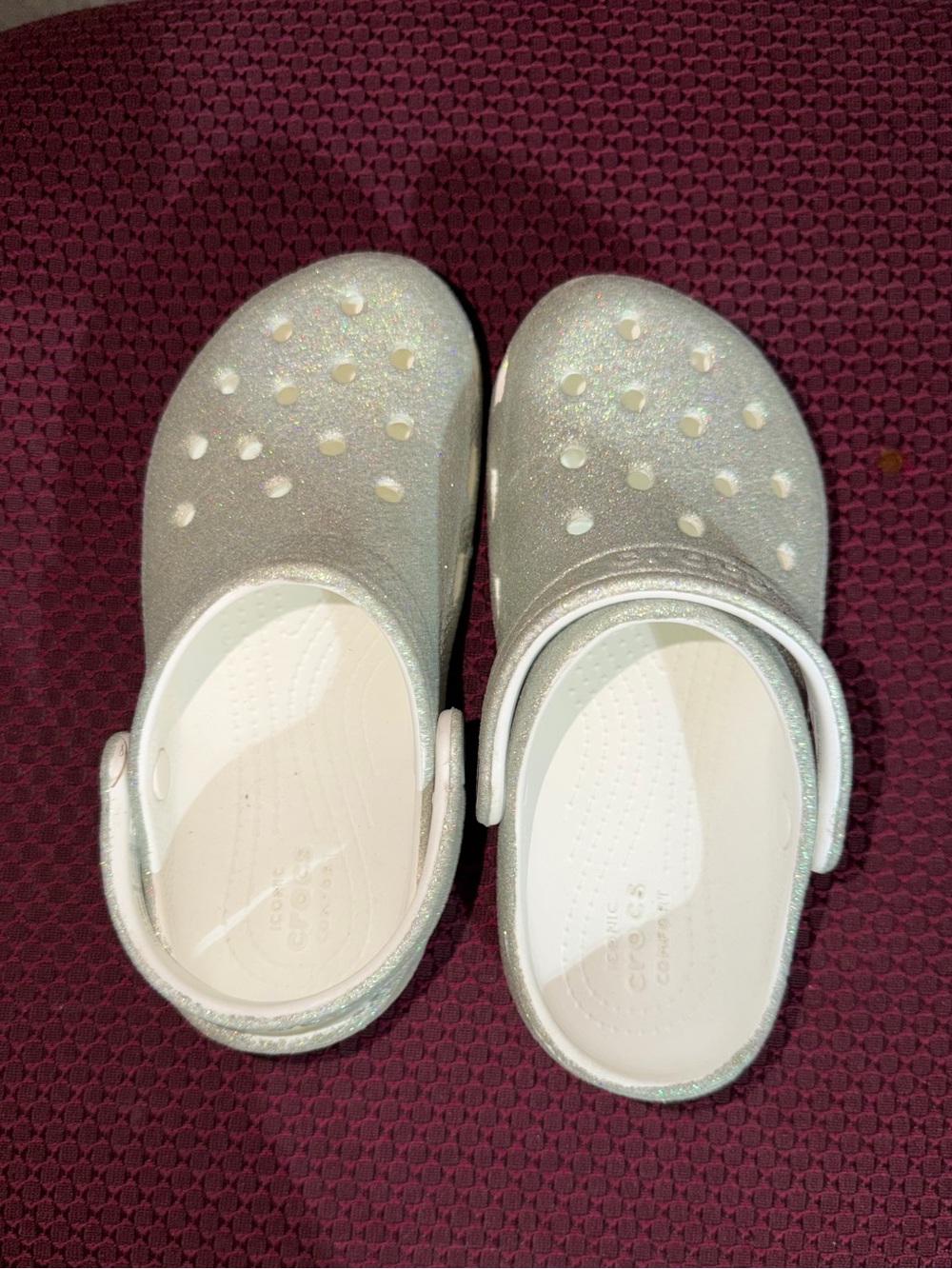 Kids Crocs Glitter Silver Clog Sandals - Size 13